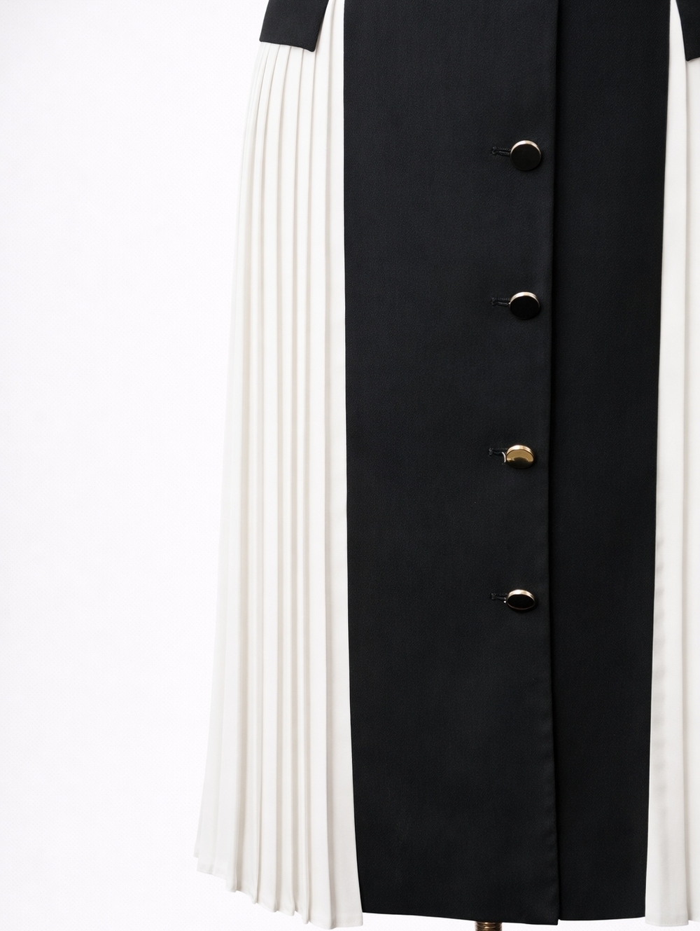 JOSEPH & EREN Paris Black White Pleated Dress Contrast Lapel Button Front US 10 - Picture 12 of 15